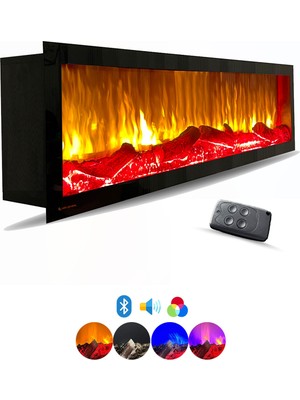 Özgürce Iç Mekan Dekoratif Elektrikli Şömine, Kumanda ve Bluetooth Hoparlörlü