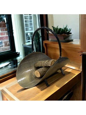 Özgürce Gold Ayaklı Oval Dekoratif Odun Kovası, Şık ve Işlevsel Tasarım