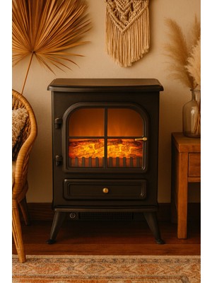 Özgürce Elektrikli Şömine ve Soba 1850W Isıtıcı Fan, Alev Efektli, Sıcaklık Konforu