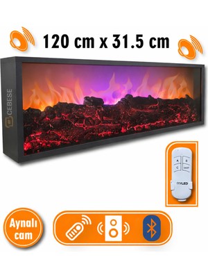 Özgürce Şık Elektrikli Yapay Şömine, Renk Seçenekleri, Kumandalı, Bluetooth ile
