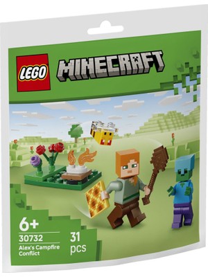 LEGO Minecraft Alex'in Kamp Ateşi Çatışması 30732 31 Parça Erkek Çocuklar İçin Eğlenceli Oyun Seti
