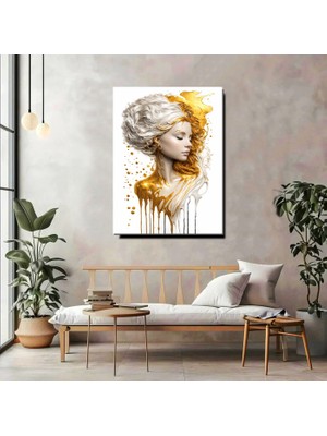 Artprinta Altın Detaylı Kadın Portre Kanvas Tablo – Modern Lüks Duvar Dekoru