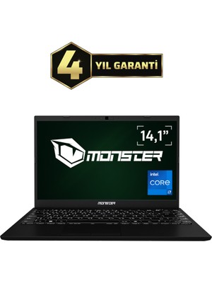 Monster Huma H4 V5.2.14 Black Intel Core i7 1255U 32 GB RAM 1 TB SSD Windows 11 Pro 14,1" FHD Taşınabilir Bilgisayar