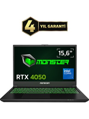 Monster Abra A5 V21.8.4 Intel Core 7 250H 16 GB RAM 1 TB SSD 6 GB RTX 4050 FreeDOS 15,6" 144 Hz Oyun Bilgisayarı