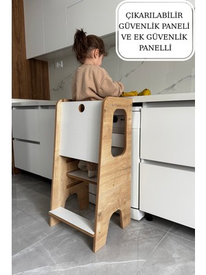 Çıkarılabilir Güvenlik Panelli Öğrenme Kulesi Bebek Öğrenme Kulesi
