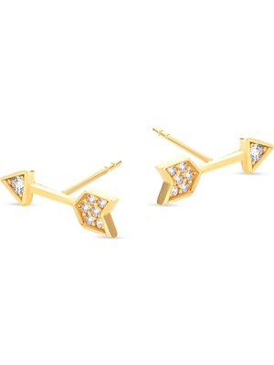goldkupe 14K Altın Aşk Oku Küpe
