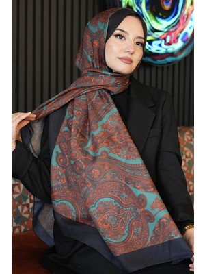 Afvente Paisley Desen Zümrüt Soft Pamuk Şal