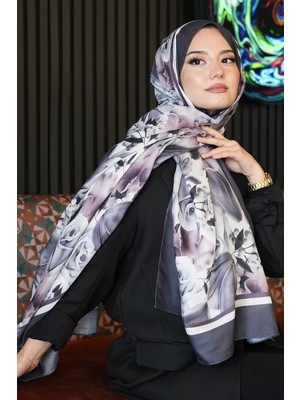 Afvente Soft Gül Desen Lavanta Soft Pamuk Şal
