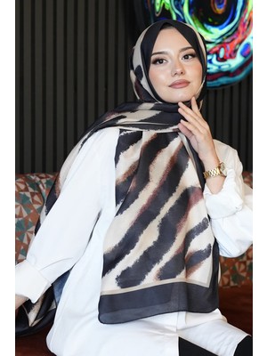 Afvente Zebra Desen Karamel Soft Pamuk Şal