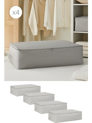 Ocean Home Textile 4 Adet Mega Boy Gri Balıksırtı Baza Altı Yastık Yorgan Kazak Hurcu 74 x 46 x 22 cm