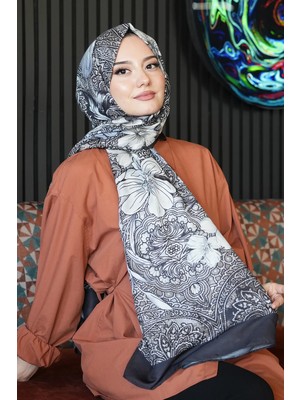 Afvente Barok Çiçek Desen Taş Soft Pamuk Şal