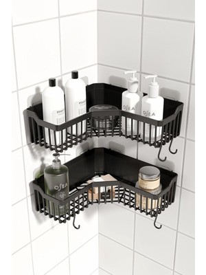 Ata Home Yapışkanlı Banyo Rafı 2'li Organizer Plastik Malzeme ile Şık Tasarım ve Kolay Temizlik