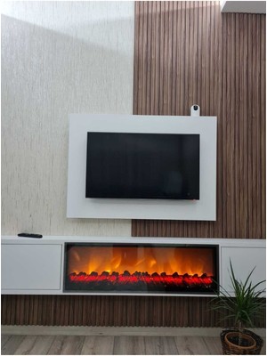 Özgürce Şömine Efekti ve Bluetooth ile Uzaktan Kumanda, 10X50X14 cm Dekorasyon Ürünü