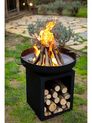 Özgürce Bahçe Şöminesi ve Mangal Seti, Odunluklu Ateş Çukuru, Keyifli Anlar