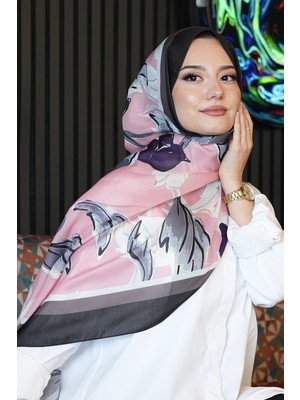 Afvente Lale Desen Pembe Soft Pamuk Şal