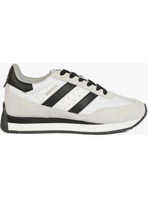 Hammer Jack Hakiki Deri Santiago Beyaz Siyah Kadın Spor Ayakkabı