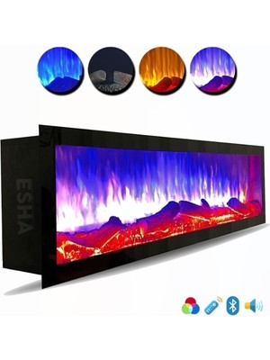 Özgürce Elektrikli Dekoratif Yapay Şömine, Bluetooth, Sabit, 100X25X18 cm