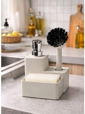 Elis Concept Sıvı Sabunluk Mutfak Seti Krem