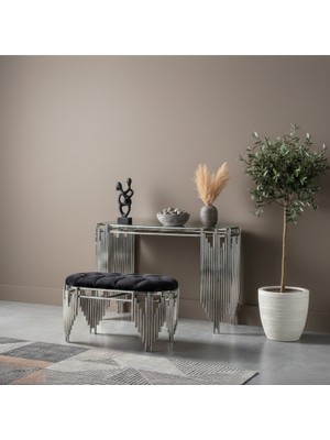 HediSelim Piyano Model Ultra Lak Kaplama Gümüş Dreasuar Puf