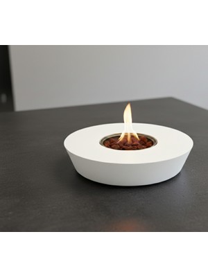 Özgürce Modern Taş Tozu Efektli Masaüstü Şömine, 22X5 Cm, Şık ve Minimal Tasarım