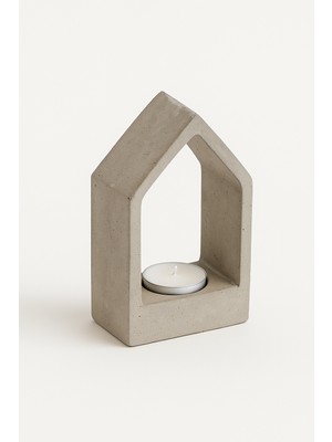 Biton Design Homs Ev Şeklinde El Yapımı Beton Tealight Mumluk ve Dekoratif Obje