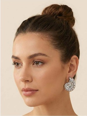 Gante Life Salyangoz Figürlü Burgu Detaylı Gümüş Rengi Kadın Küpe