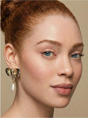 Gante Life Fil Figürlü Ucu Inci Detaylı Kadın Küpe