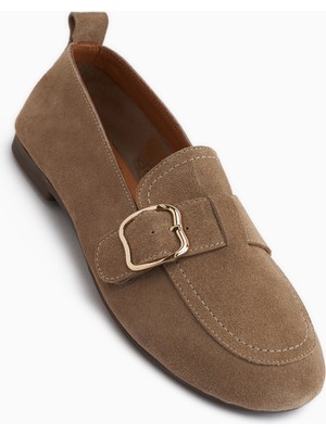 Limoya Oliva Hakiki Deri Vizon Tokalı Kadın Babet