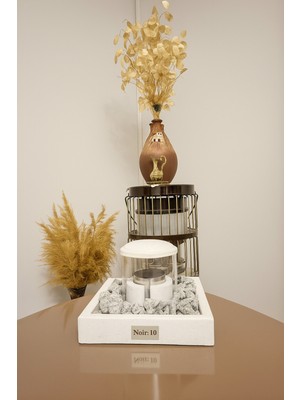 Özgürce Granite Desenli Kare Camlı Bioethanol Şömine, Dekoratif ve Isıtıcı