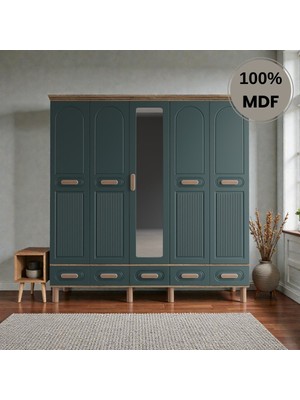 Flances Pera 5 Kapaklı Çekmeceli Mdf Gardırop