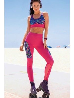 Yeni İnci Fuşya (Yoga-Fıtness-Pilates-Koşu) Sporcu Tayt Alt Üst Takım