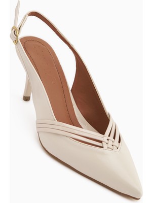 Limoya Olive Bej Tokalı Ince Topuklu Kadın Ayakkabı