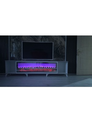 Özgürce Elektrikli Şömine, Bluetooth, 5 Efekt, Uzaktan Kumanda, 100X35X14 cm