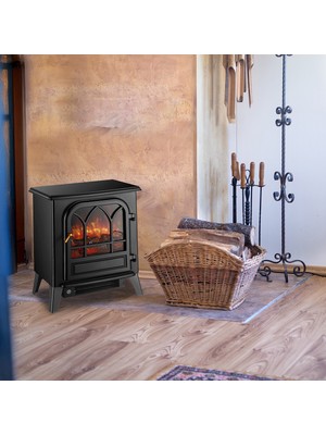 Özgürce Şömine Stilinde Dekoratif Ayaklı Isıtıcı, Gerçek Alev Hissi, 2 Kademeli