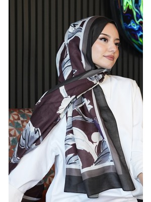 Afvente Lale Desen Bordo Soft Pamuk Şal