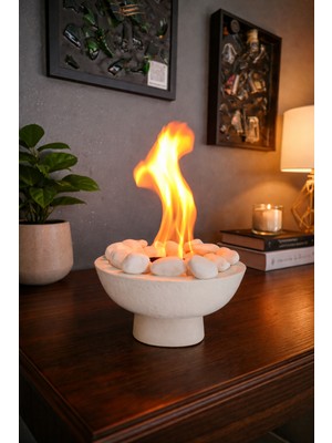 Özgürce Şömine Dekoratif Masaüstü Bioethanol Seti, 200ML Yakıt ve Taş Hediye