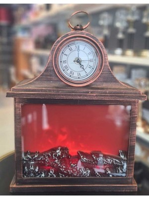 Özgürce Akrilik Şömine Dekoratif Saatli Pilli, Şık ve Modern Tasarım