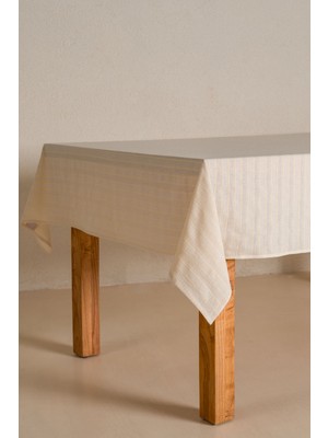Koza Home Graın %100 Pamuk Masa Örtüsü Krem-Sarı Bordür Detaylı 140X200 cm 2596