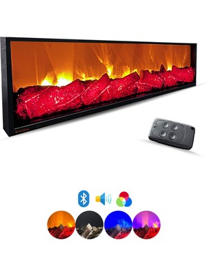 Özgürce Klasik Ölçü Elektrikli Yapay Şömine, Renk Seçenekleri, Kumandalı, Bluetooth