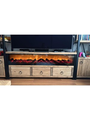 Özgürce Şık Dekoratif Elektrikli Şömine, 5 Efekt, Bluetooth, Uzaktan Kumanda, 120X40-14