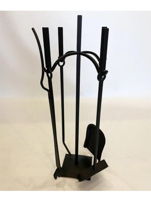 Özgürce Siyah Dörtlü Şömine Maşa Takımı, Şömine Aksesuarları Seti