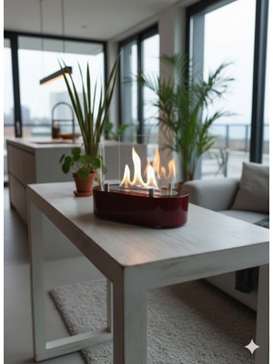 Özgürce Modern Paslanmaz Çelik Bioethanol Masaüstü Şömine, Şık ve Şık Tasarım