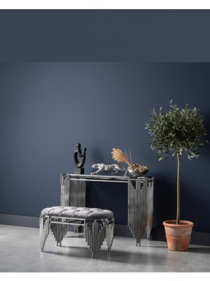 HediSelim Piyano Model Ultra Lak Kaplama Gümüş Dreasuar Puf