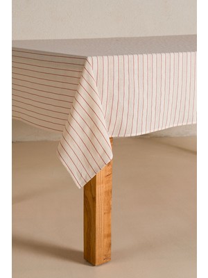 Koza Home Graın %100 Pamuk Masa Örtüsü Krem-Kiremit Bordür Detaylı 140X200 cm 2598