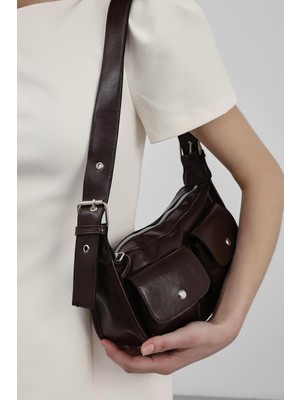 Shule Bags Diana Vintage Baget Çanta Kahve