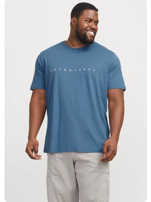 Jack&jones 12243625 Jjestar  Pamuklu On Jack&jones Buyuk Beden 0 Yaka Kısa Kol Tshırt