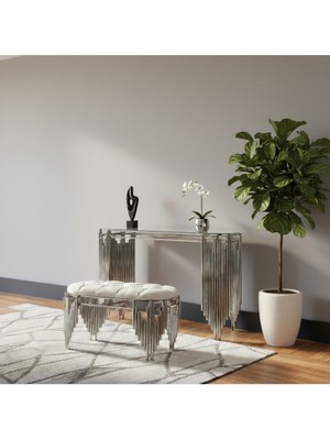 HediSelim Piyano Model Ultra Lak Kaplama Gümüş Dreasuar Puf