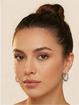 Gante Life Burgu Figürlü Gümüş Rengi Halka Kadın Küpe