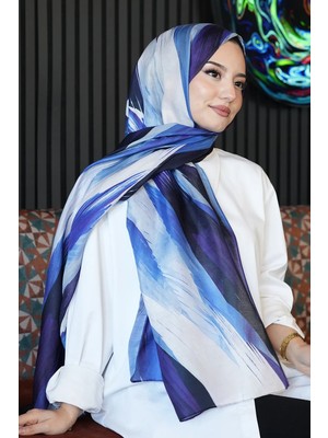 Afvente Soyut Fırça Desen Mor Soft Pamuk Şal