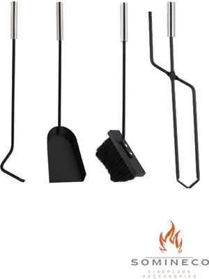 Özgürce 4'lü Ithal Silver Şömine Aksesuar Maşa Seti Şık ve Kullanışlı